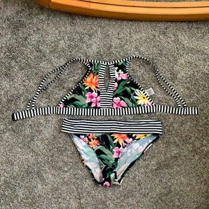 Skye swimwear Elysian Fields High top and Mid waist fold-over bottom